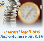 Interessi legali 2019: aumento del tasso allo 0,8%