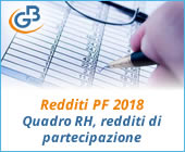 Redditi PF 2018: Quadro RH, redditi di partecipazione