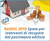 Redditi 2018: Spese per interventi di recupero del patrimonio edilizio