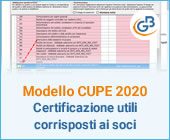 Modello CUPE 2020: Certificazione utili corrisposti ai soci